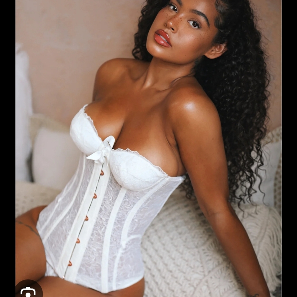 White Off the Shoulder Lace Corset Top